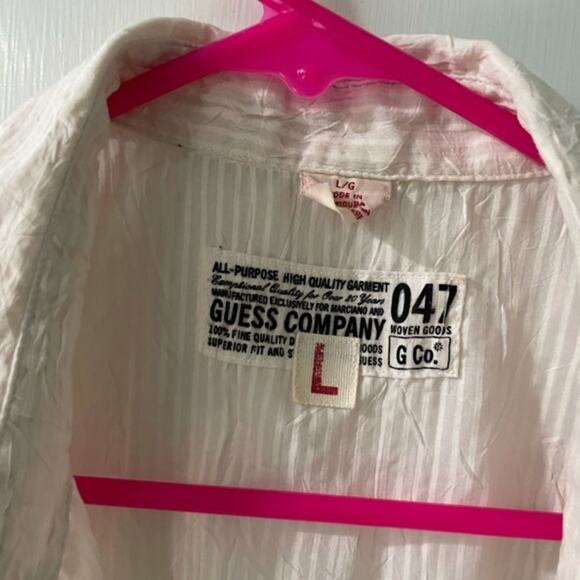 Guess Sheer button down shirt white L - Picture 6 of 6